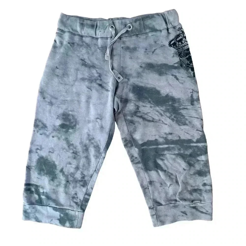 VTG baggy 2000 Y2K Seven lounge low blue gray drawstring capri joggers M - Picture 1 of 4
